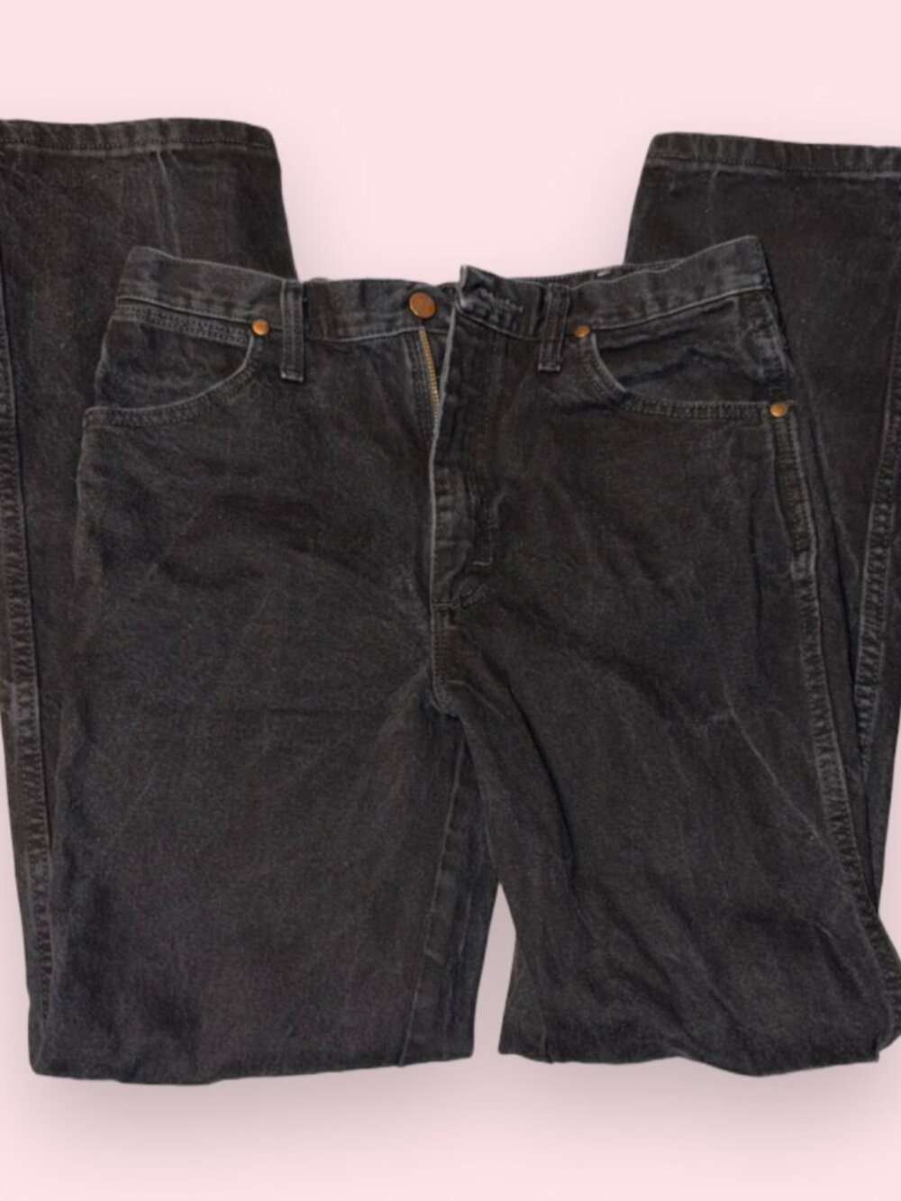 Wrangler 936WBK Men's 32x34 Black Dark Wash Straight Leg Denim Jeans 5-Pocket